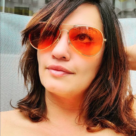 Aviator Orange Lens with Gold Framed Sunglasses - Picture 1 of 8